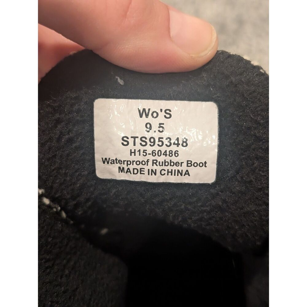 Sperry Saltwater Duck Boots Womens 9.5 Black Cream Quilted Waterproof Winter